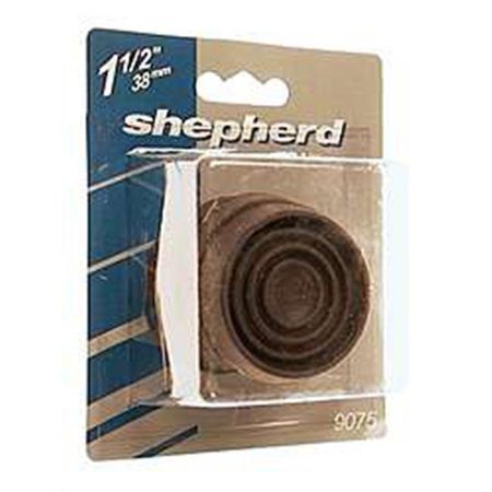 4 Count 1.75 in. Brown Round Cushioned Rubber Caster Cups - SHEPHERD 9077